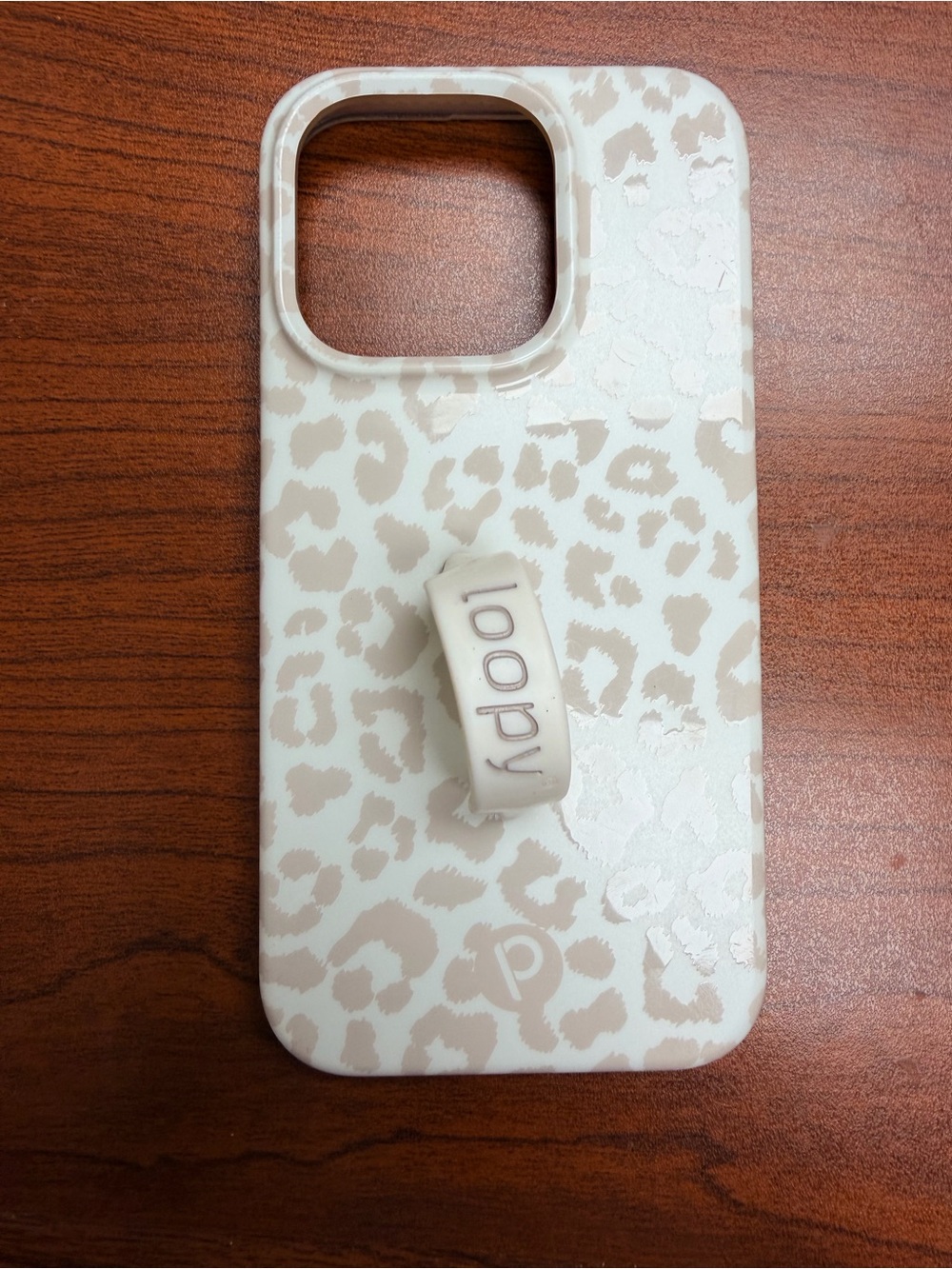Loopy Case Taupe Leopard Print Phone Case with Loop Grip for iPhone 15 pro